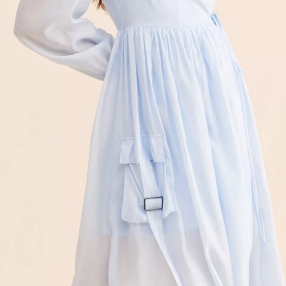 Ghospell Kenna Cargo Wrap Dress Blue x Free People MED like new 🪻 - Picture 3 of 8